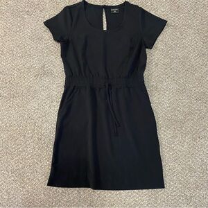 32 Degrees Cool Black SS Activewear Small Dress Drawstring Waist Pockets EUC